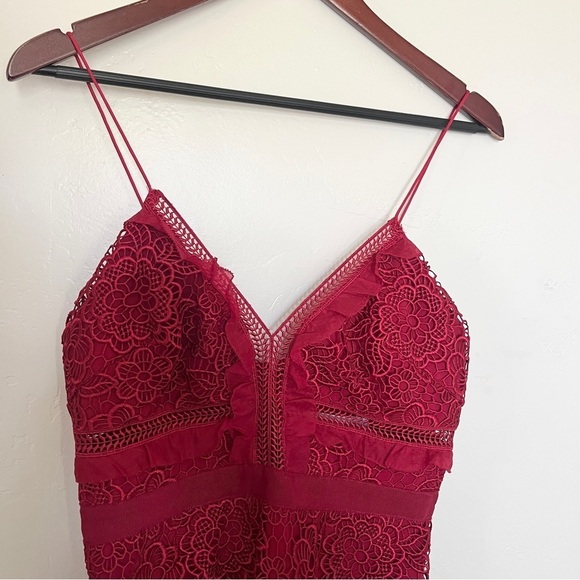 Self Portrait Sleeveless Floral-Lace Cutout Guipure Midi Dress Raspberry - Picture 4 of 12